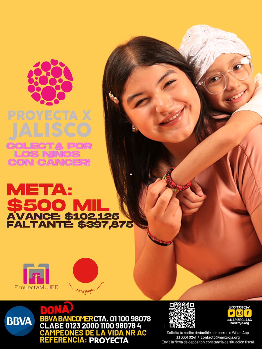 NARIZROJAAC's tweet photo. Con todo !! Colecta para los niños con cáncer promovida por Proyecta Mujer AC 

🇲🇽 BBVA  Cuenta: 0110098078 Clabe:  012320001100980784  Campeones de la vida NR AC      
Referencia : Proyecta https://t.co/JwLIPNf1IK