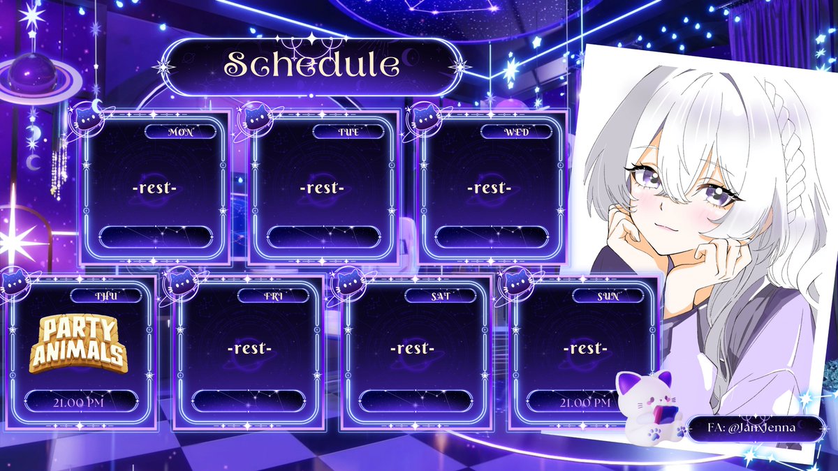 ตารางไลฟ์สัปดาห์นี้มาแล้วว     

- วันพฤหัสฯ ชกพื้น ต่อยลมกับปาร์ตี้คุณลิส

 แล้วอย่าลืมมาเจอกันน้า  

ขอบคุณFAสวยๆ จากคุณ <a href="/JanxJenna/">JennaJan</a> 

#Xynialive #Vtuber #VtuberTH