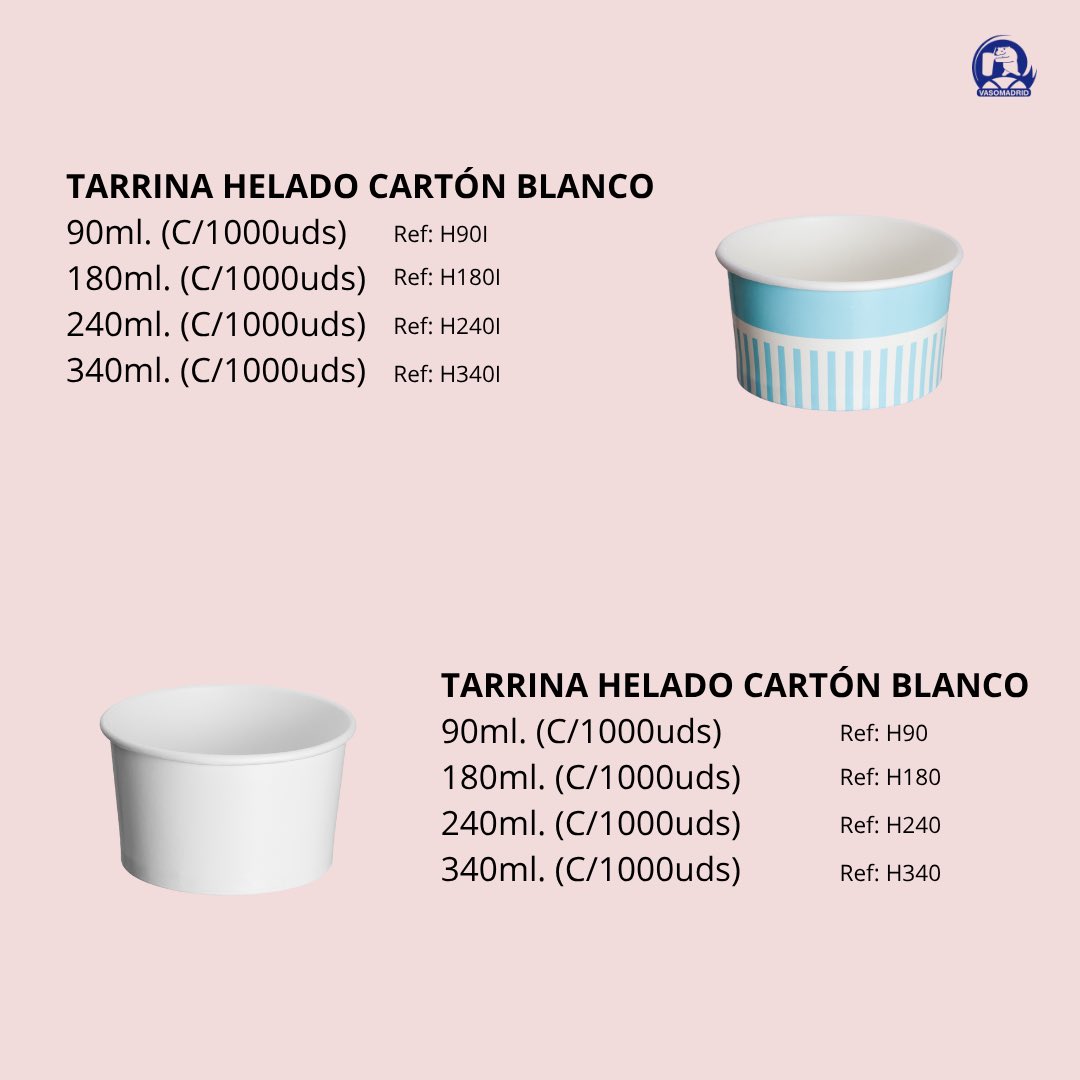 vasomadrid's tweet photo. ¿Buscas una forma sostenible de presentar tus postres? 🍨🍦🍰

Descubre nuestras tarrinas de cartón con recubrimiento (PE o PLA), ideales para mantener la calidad de tus productos y cuidar del planeta 🌏🌱

#vasomadrid #paper #desserts #cups https://t.co/bGXG7b4tU1