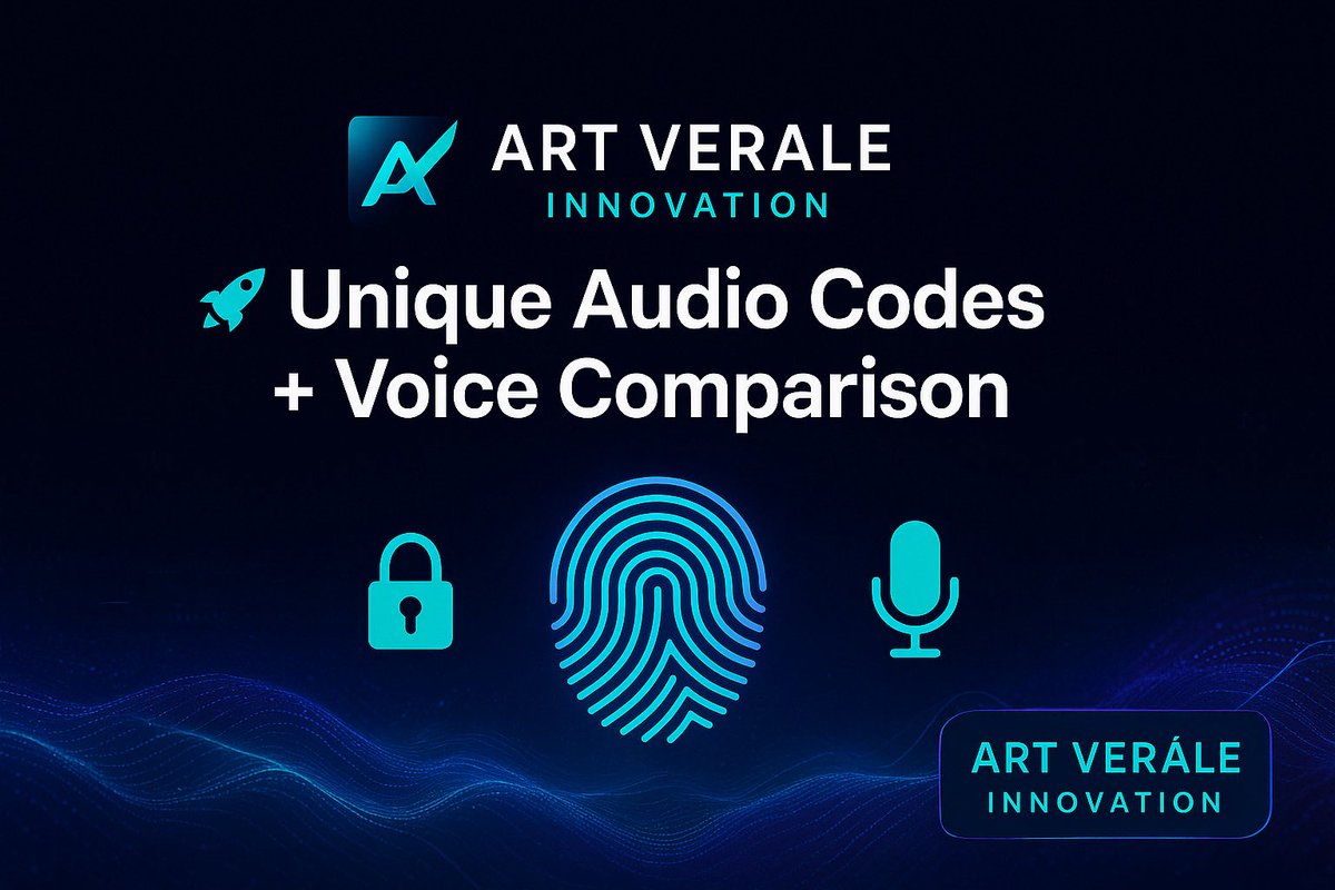 FouadGhou's tweet photo. 🚀 Introducing our latest innovation at ART‑Verale: Unique Audio Codes + Voice Comparison 🎙️

We’re excited to unveil a brand-new feature that brings next-level security and identity verification for audio content.

Visit https://t.co/2g0aZW1mtr to learn more.

#ARTVerale https://t.co/vOdP9flpON