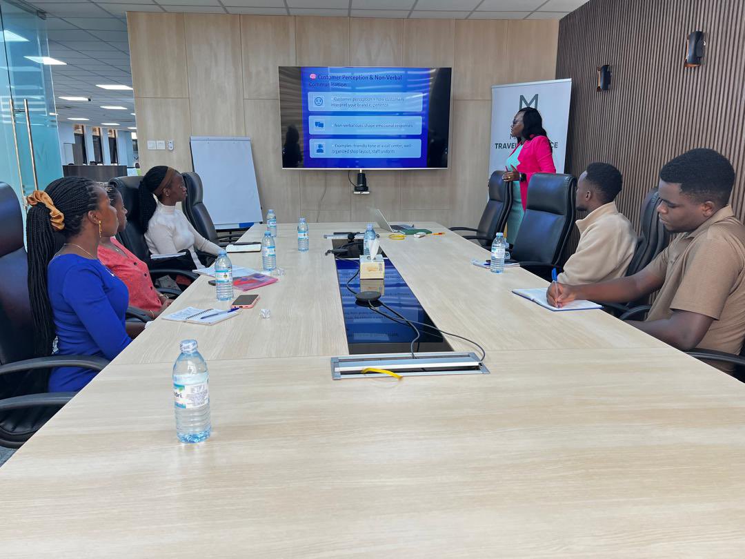 MayfairUGLTD's tweet photo. 📸Earlier today, our Marketing &amp; Business Devlopment manager, Ms. Acuku Jennifer conducted a training at our HQ to BBA and BCOM @Makerere students on how non-verbal communication influences customer perception and brand reputation. 

#YouAreInSafeHands https://t.co/nsSE1wb7t4