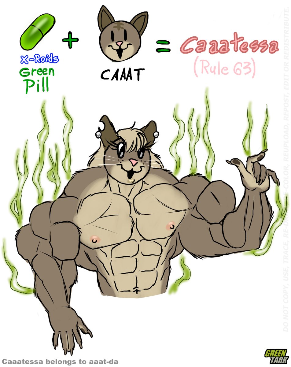 greentarkx's tweet photo. Caaatessa - Female Caaat (2/2)
Silly doodle I did with AAAT-DA's permission.
My Deviantart: https://t.co/I8Yciy2W1q
My Furaffinity: https://t.co/aArbJBTFw0
My Bluesky: https://t.co/EdlXf7XuKs
#gender_bender #female_muscle #caaat #greentark https://t.co/eW2Ip38sLm