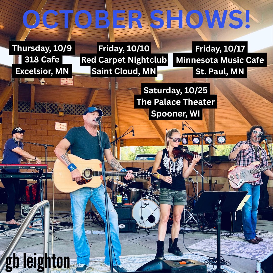 GBLeighton's tweet photo. Good morning, happy Monday! Here is next month’s GB Leighton schedule! See the website for times and details.
https://t.co/08UF6qxsdP
#gbleighton #318cafe #redcarpetnightclub #minnesotamusiccafe #thepalacetheater #evsound #daddario #gbbelieve #gbleightonbelieve https://t.co/QB2W1yibY4