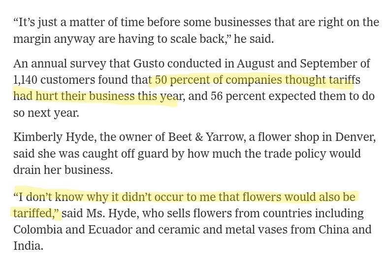 scottlincicome's tweet photo. "Small Businesses Wither Under Trump’s Tariffs: ‘It’s Hard to Breathe’" https://t.co/1BSEuLwnHF
"It’s difficult to have to survive because of poor policy,” https://t.co/trmIy1372P