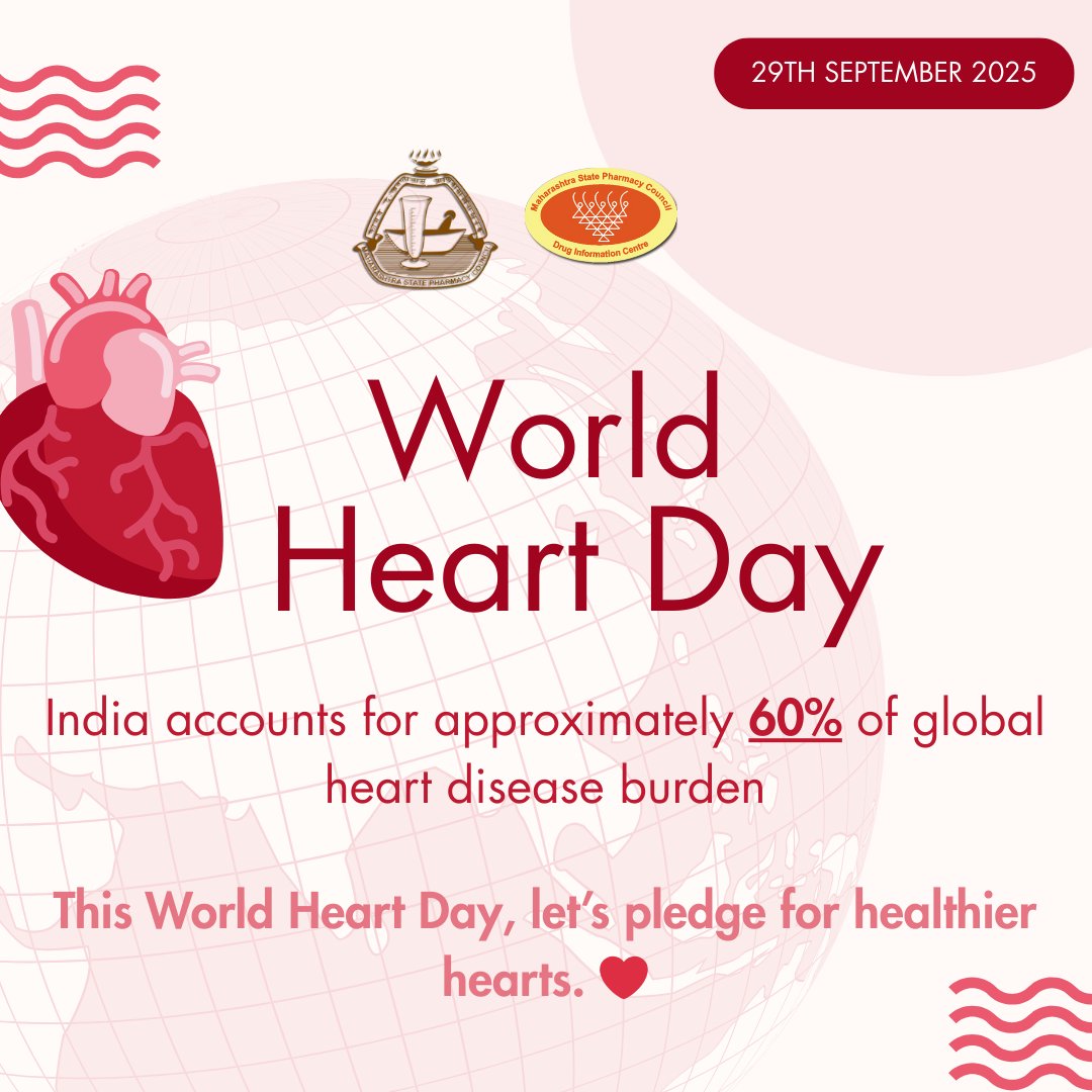 ❤️ World Heart Day 2025 ❤️
India bears nearly 60% of the global heart disease burden.
Your heart health is in your hands. 🫀
✔️ Eat balanced meals
✔️ Stay active
✔️ Avoid tobacco &amp; excess alcohol
✔️ Take medicines on time
Let’s pledge for stronger hearts &amp; healthier lives.
