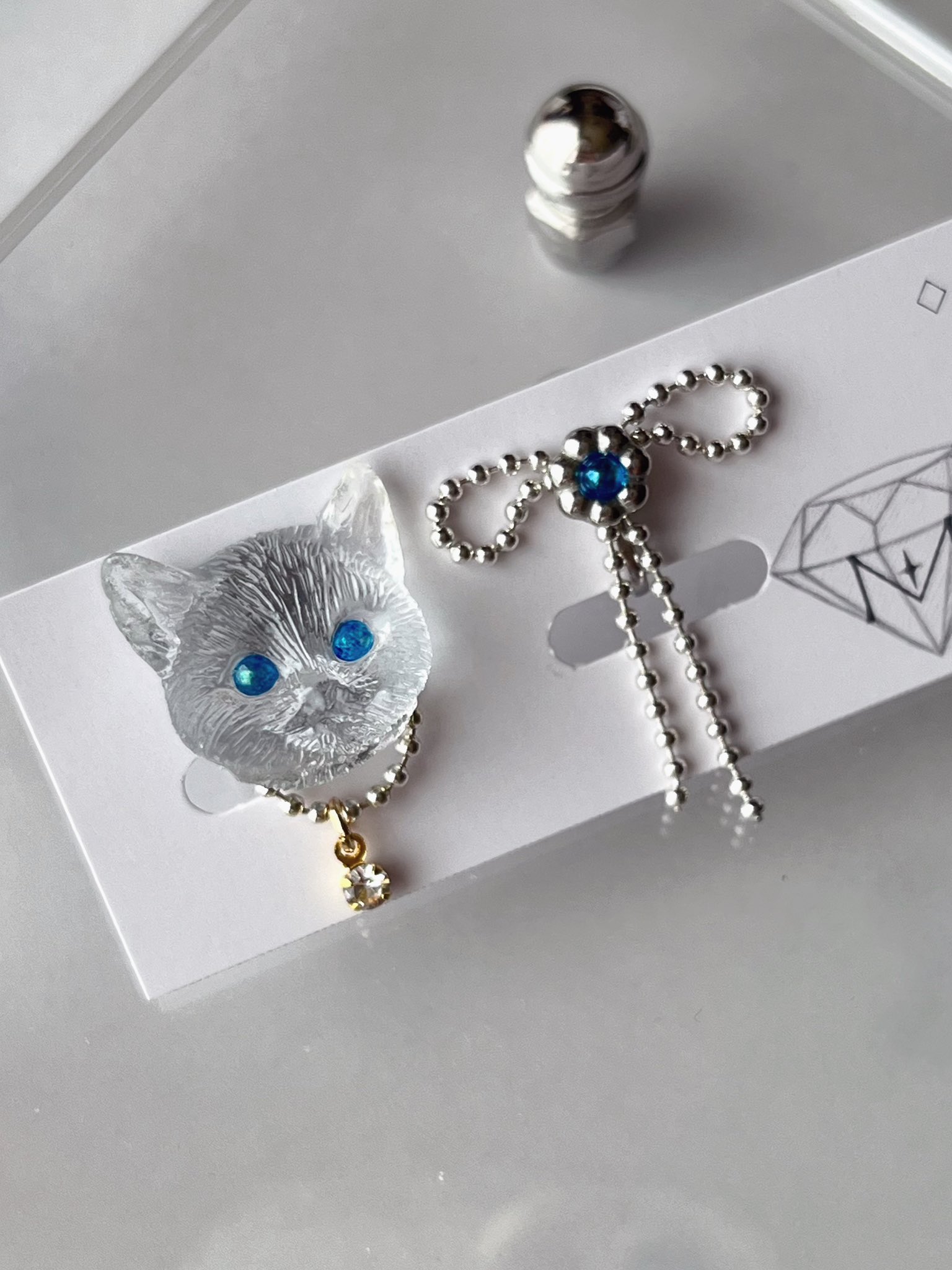 NO.693❤猫 夜空❤レジンへアゴム ブローチ 猫 レジンヘアゴム 2