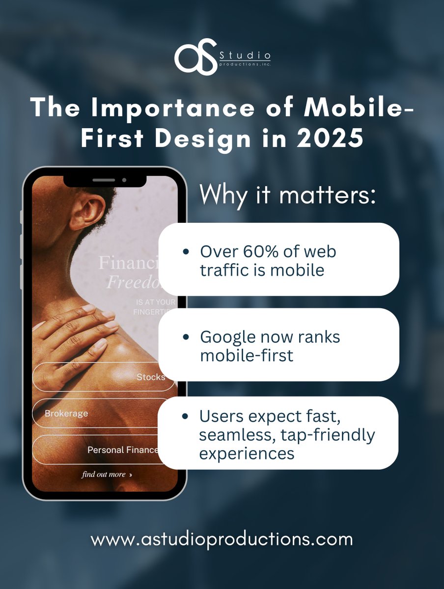 astudiopro's tweet image. 📱 The Importance of Mobile-First Design in 2025

🛠️ We design with mobile in mind from the ground up

Future-proof your site:
astudioproductions.com/contact-us

#MobileFirst #WebsiteDesign2025 #AstudioProductions #UXMatters #ResponsiveDesign #StrongerBranding #ConversionOptimization