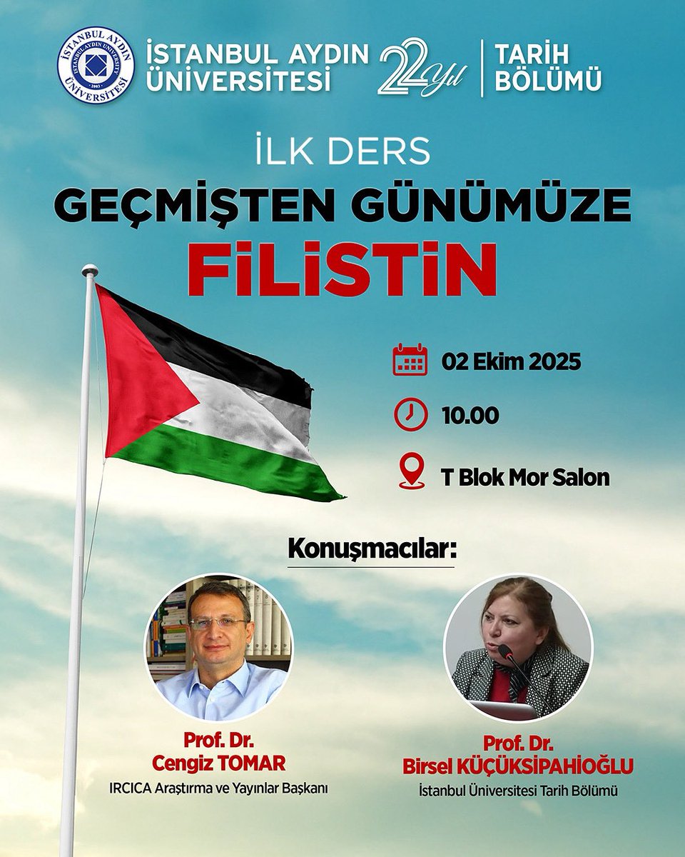 Alanın en önemli iki uzmanından İlk Ders: Geçmişten Günümüze Filistin 🇵🇸

Katılımlarınızdan onur duyarız.

<a href="/Birselsipahi/">Birsel Küçüksipahioğlu</a> <a href="/cengiztomar/">Cengiz Tomar</a> <a href="/IAUKampus/">İstanbul Aydın Üniversitesi</a>