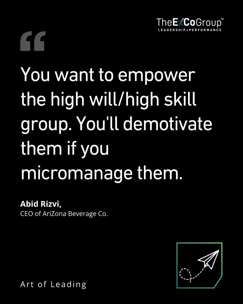 The fastest way to demotivate your best people? Micromanage them.

<a href="/DrinkAriZona/">AriZona Iced Tea</a> CEO Abid Rizvi explains how to use the skill vs will matrix to lead effectively.

🔗 hubs.la/Q03KzsM10

#LeadershipTips #TalentStrategy #ExCoLeadership #XFactorLeadership