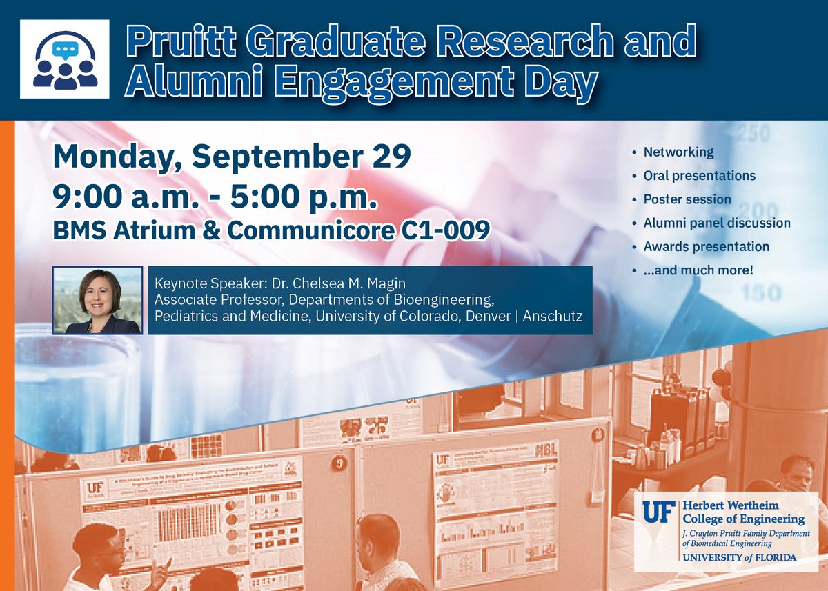 Join us for Graduate Pruitt Research and Alumni Engagement Day! TODAY | 9 a.m.–5 p.m. Keynote: Dr. Chelsea M. Magin, University of Colorado | 3:30 p.m.