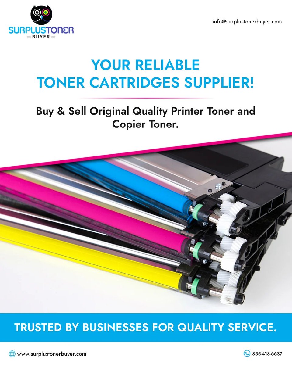 SurplusToner's tweet image. Looking for reliable toner?

We buy &amp;amp; sell top-tier compatible toner cartridges—quality performance without the premium price. 

Trusted by small offices &amp;amp; big enterprises alike.

Call now: 855-418-6637

@surplustonerbuyer

#PrinterToner #sellnow #usa