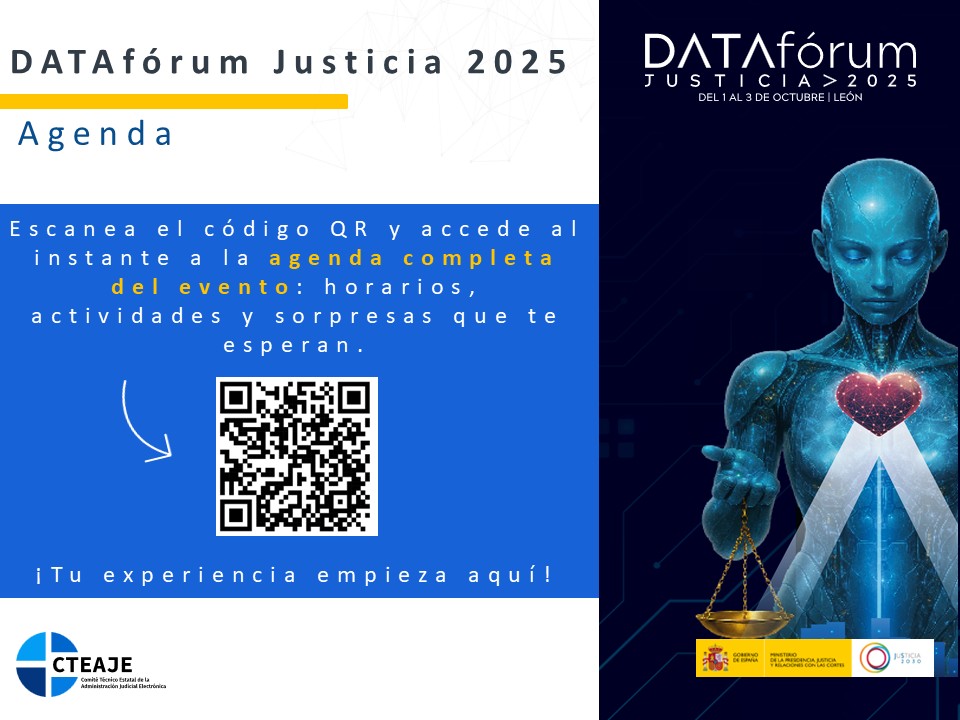 CTEAJE's tweet image. 📢Hoy arranca #DATAFórum Justicia 2025. Tres días para compartir conocimiento sobre la Justicia.
Escanea el QR para conocer la agenda, los ponentes que van a participar y la mesas de debate que hay preparadas. 👇