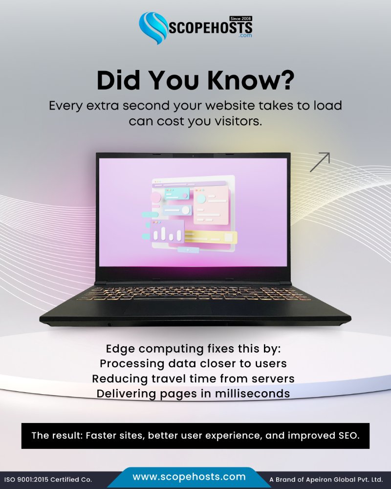 ScopeHosts's tweet photo. Milliseconds matter! ⏱ With edge computing, your site loads faster than ever, keeping visitors happy and engaged.

#ScopeHosts #EdgeComputing #WebsiteSpeed #FastWebHosting #SmartHosting #TechTrends2025 #WebSpeed #BoostSEO #FastAndSecure https://t.co/dVcol5tEtl