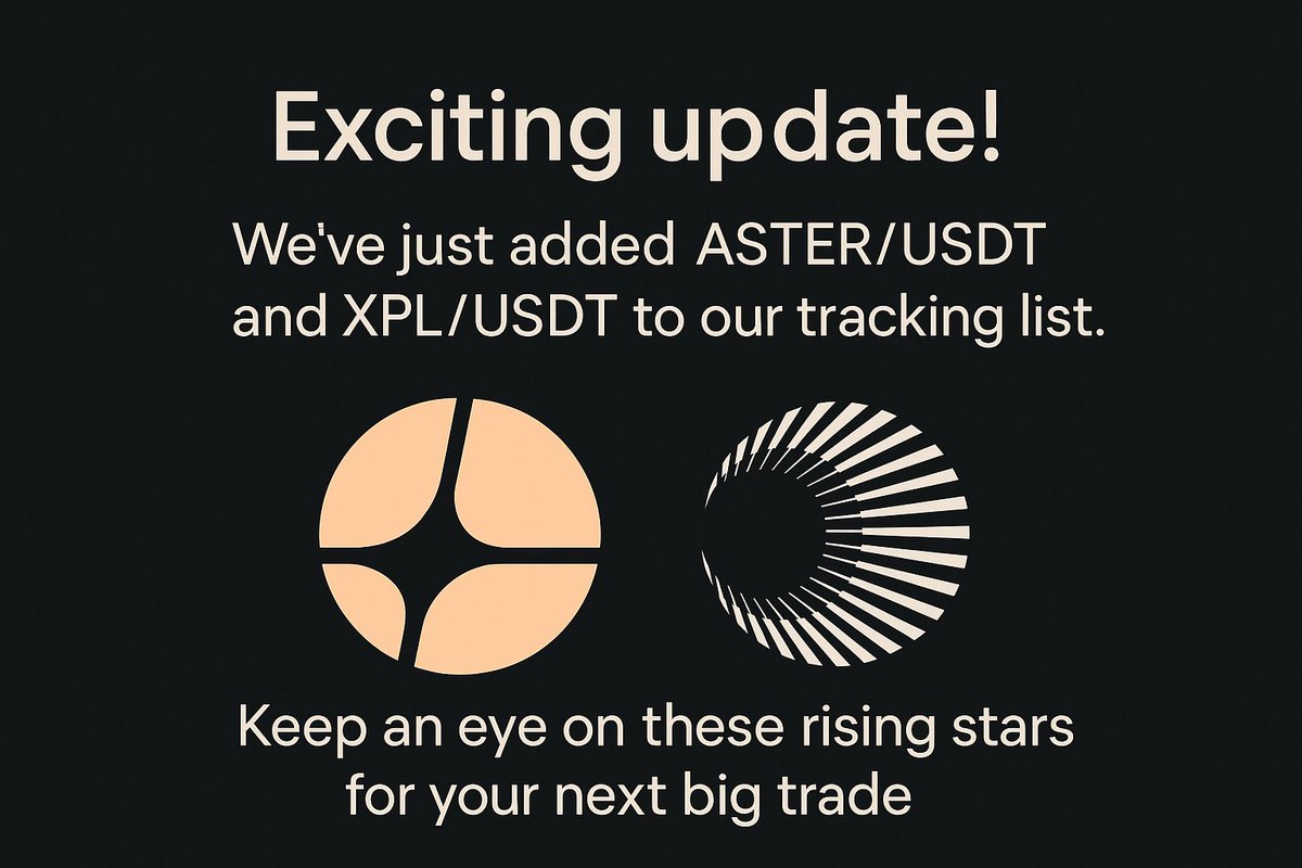 CryptoFXSAlerts's tweet photo. ๐ Exciting update! We've just added #ASTER/USDT and #XPL/USDT to our tracking list. Keep an eye on these rising stars for your next big trade! ๐ท#Crypto #Trading #Altcoins #USDT #Binance #DeFi #ASTERCoin #xplusdt #Plasma
https://t.co/9UtM2fKfdt https://t.co/xXVEXao0mB