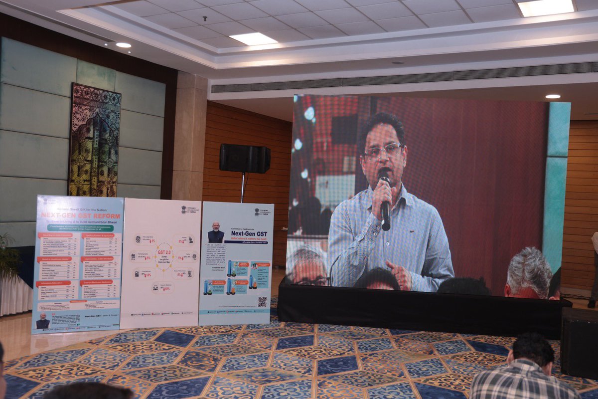 EXCISECGST's tweet image. Hon&apos;ble MOS(Fin.) Shri Pankaj Chaudhary addressed 200+ taxpayers, trade &amp;amp; industry associations on Next-Gen GST reforms.
Member CBIC Shri Surjit Bhujabal and CC BZ Shri S Puri participated in the interactive session on GST 2.0 and addressed to the various queries raised by them.