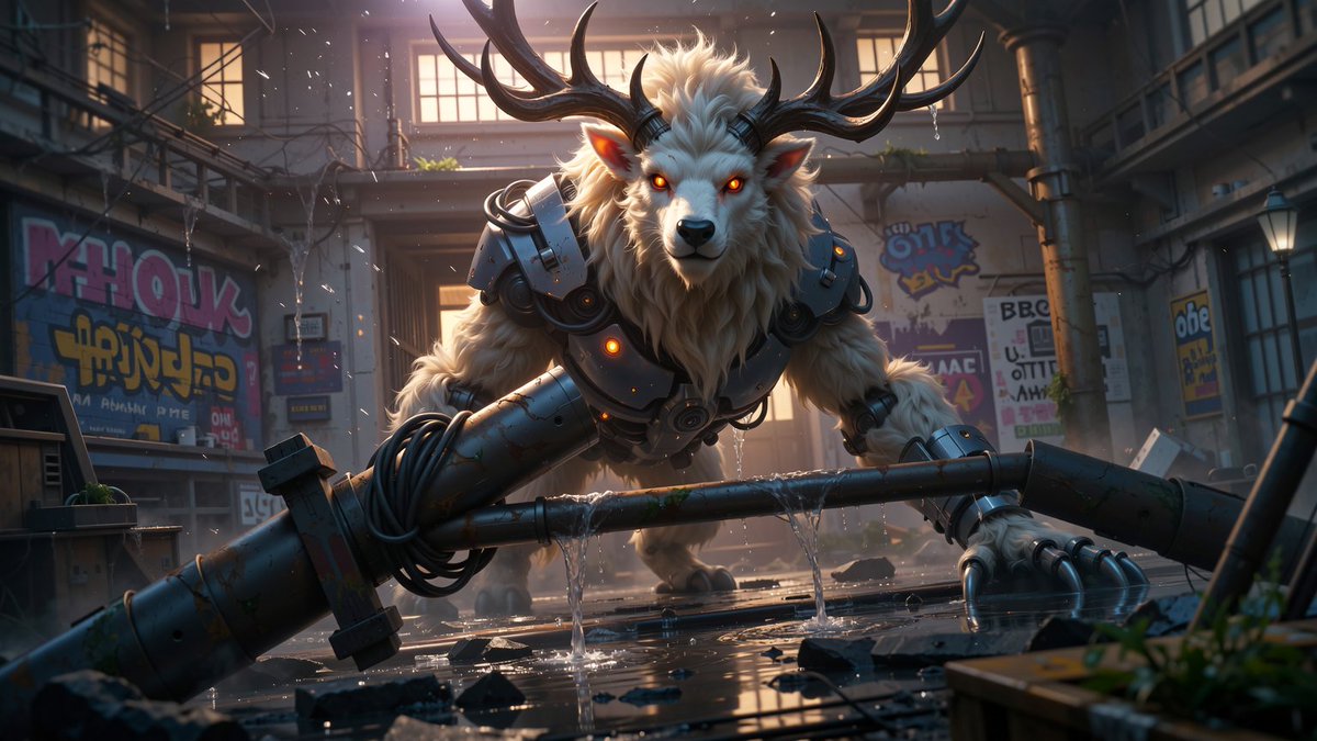 PromptSin's tweet image. When nature meets technology — who’s ready to join the herd? 🦌🤖 #CyberBeast #FuturisticVibes