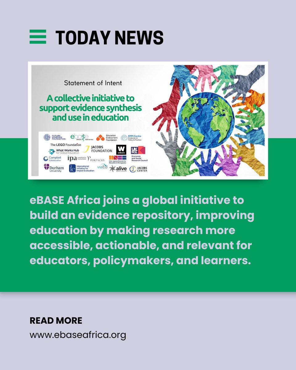 #BIGNEWS📢
We are excited to share that we have joined a global initiative to build an evidence repository, improving education by making research more accessible and relevant to policymakers and learners.

Read more here: shorturl.at/52qjG

#WeAttain
<a href="/Foundation_JF/">Jacobs Foundation</a>