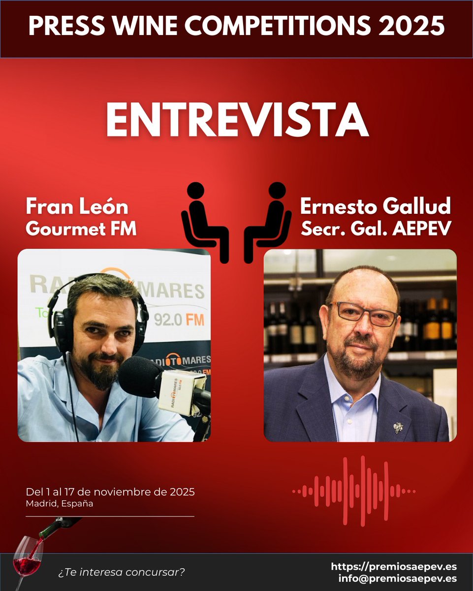 No te pierdas la entrevista en #GourmetFM (Tomares), programa radiofónico de referencia enogastronómica dirigido por Fran León donde conversa con Ernesto Gallud, secretario general de  <a href="/periodistasvino/">AEPEV</a> y director del Press Wine Competition 👉 shre.ink/S8eH