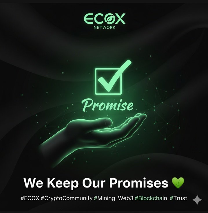 Ecox_Network's tweet image. 👋 Dear ECOX Community,
✅ Whatever promise we make, we will surely fulfill it.
⏳ It may take time, but in the end our goal is to make you 😊.
🌱 We are not here to be like other mining projects — we are here to be different.
#ECOX 💚 #CryptoCommunity #Mining #Web3 #Blockchain