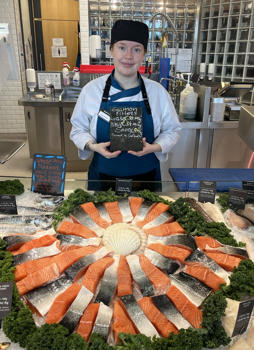 BoothsCountry's tweet photo. Germaine at Penrith recommends salmon fillets for you to enjoy for tea tonight, currently on offer at £3.48/100g (£34.80/kg) 🐟 https://t.co/NailCalpXc