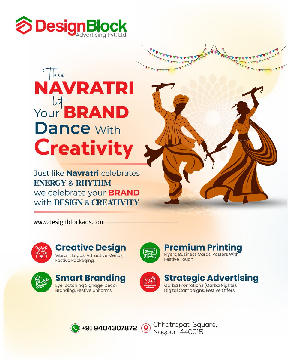 DesignBloc38118's tweet image. his Navratri, let your BRAND dance with Creativity! 🎨💃
Just like Navratri celebrates Energy &amp;amp; Rhythm, we celebrate your brand with Design &amp;amp; Creativity.

📍 Chhatrapati Square, Nagpur
📞 +91 9404307872Navratri2025 #FestiveBranding #DesignBlock #CreativeDesign #PremiumPrinting