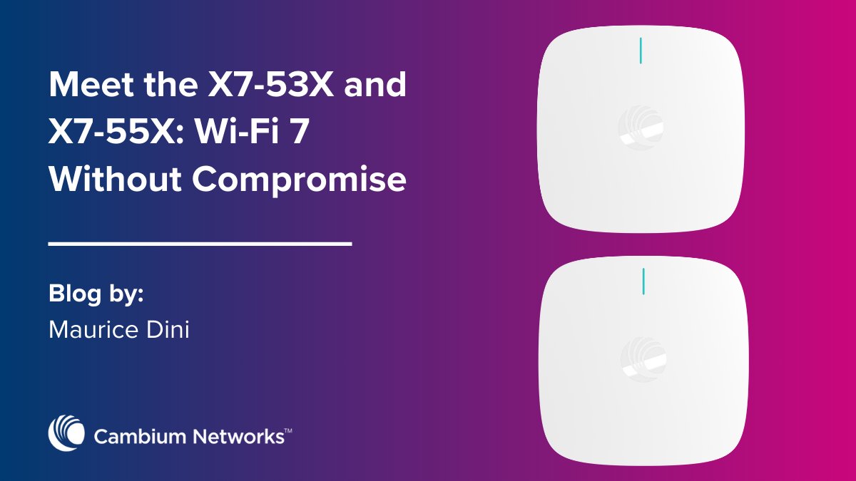 CambiumNetworks's tweet photo. Meet the X7-53X &amp; X7-55X: Wi-Fi 7 built for scale, simplicity, and reliability—without the bloated price tag. 

Read the blog: https://t.co/x4QU0bUDsK

#WiFi7 #ONENetwork #EnterpriseNetworking https://t.co/Zm1IhPKnvh