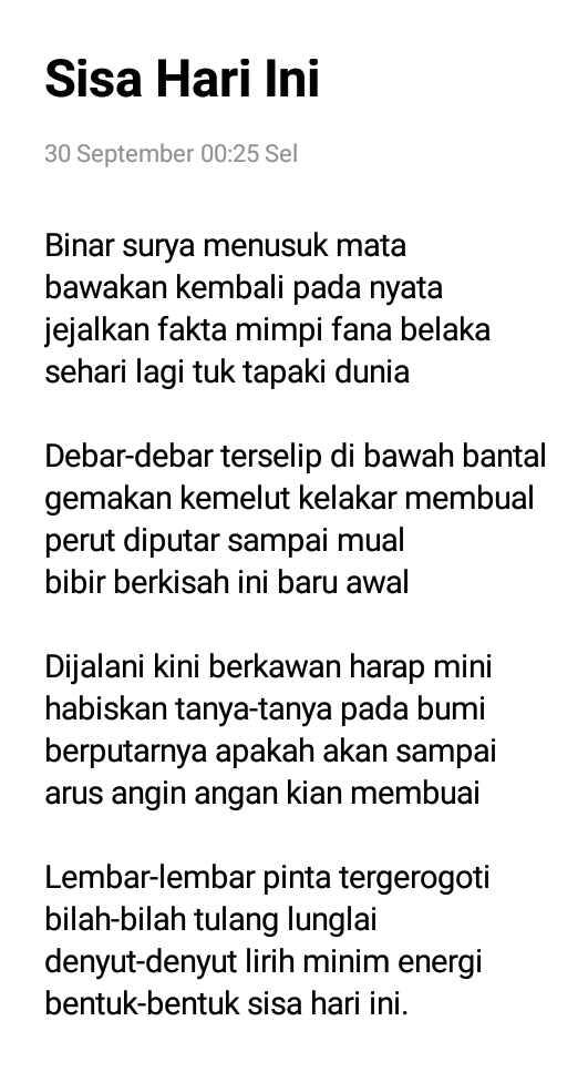 Sisa hari ini yang sudah ganti hari.