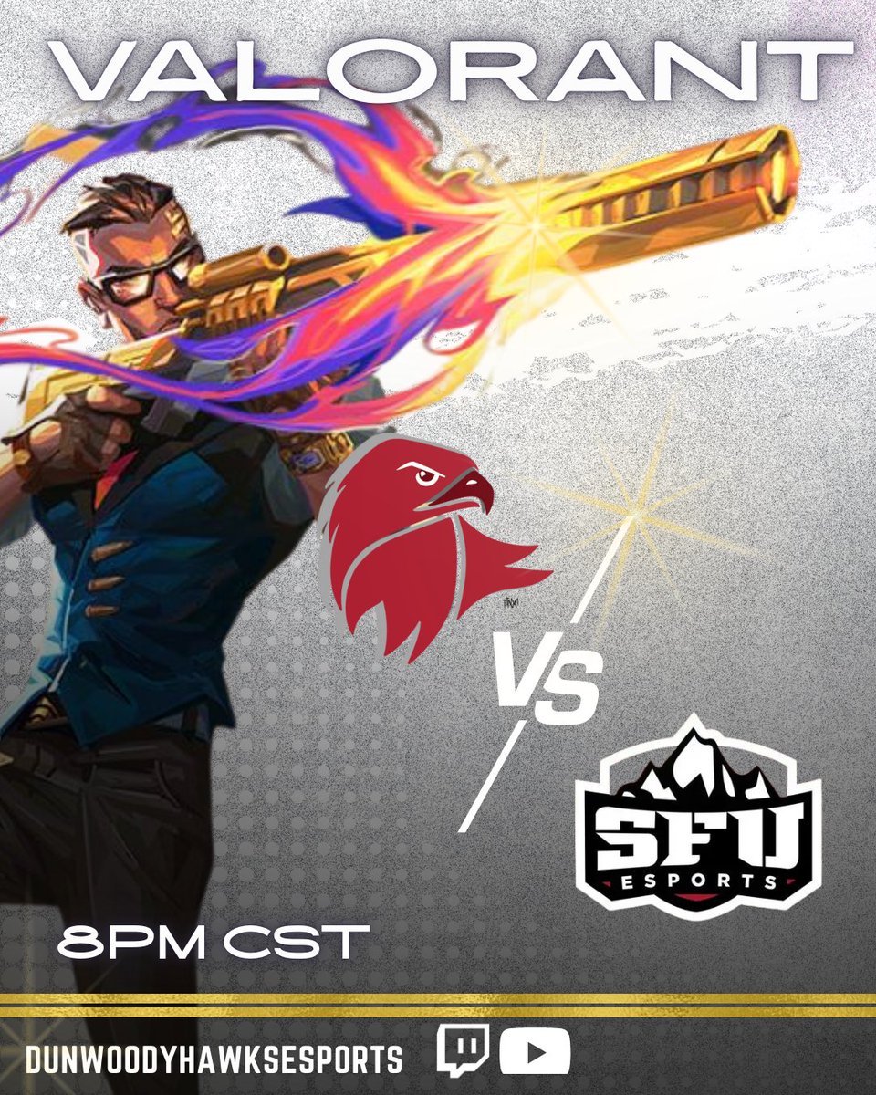 DunwoodyHawks's tweet image. TONIGHT 8PM CST!

OUR HAWKS WILL FACE OFF AGAINST SFU! GLHF TO THE TEAMS!

#esports #dunwoodyhawks #borntodo #valorant