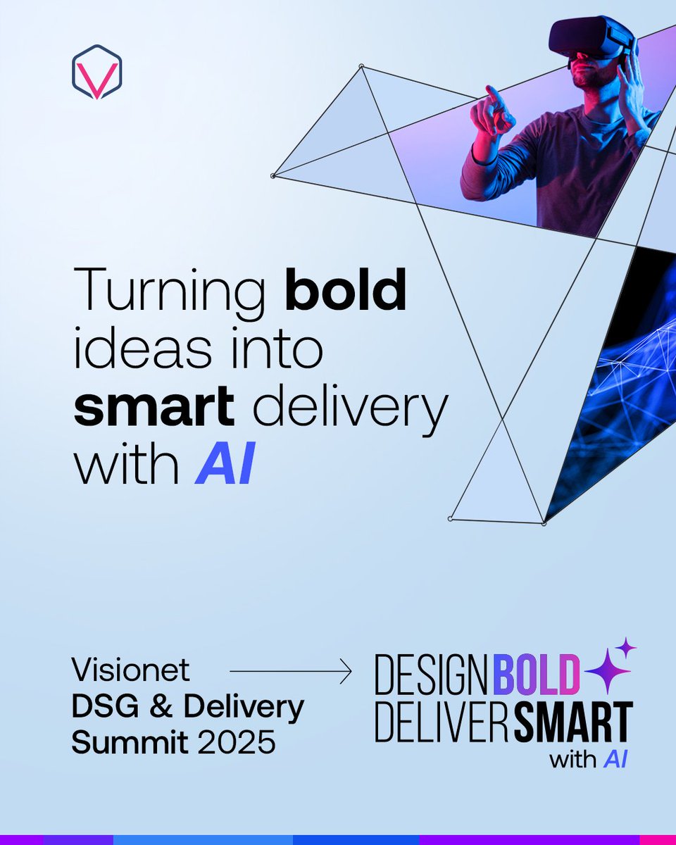 Visionet's tweet image. Visionet presents DSG & Delivery Summit 2025: Design Bold. Deliver Smart with AI. Discover next-gen AI powering intelligent enterprises where innovation meets action and smart execution.
#DSGSummit2025 #AIInnovation #SmartExecution #Visionet