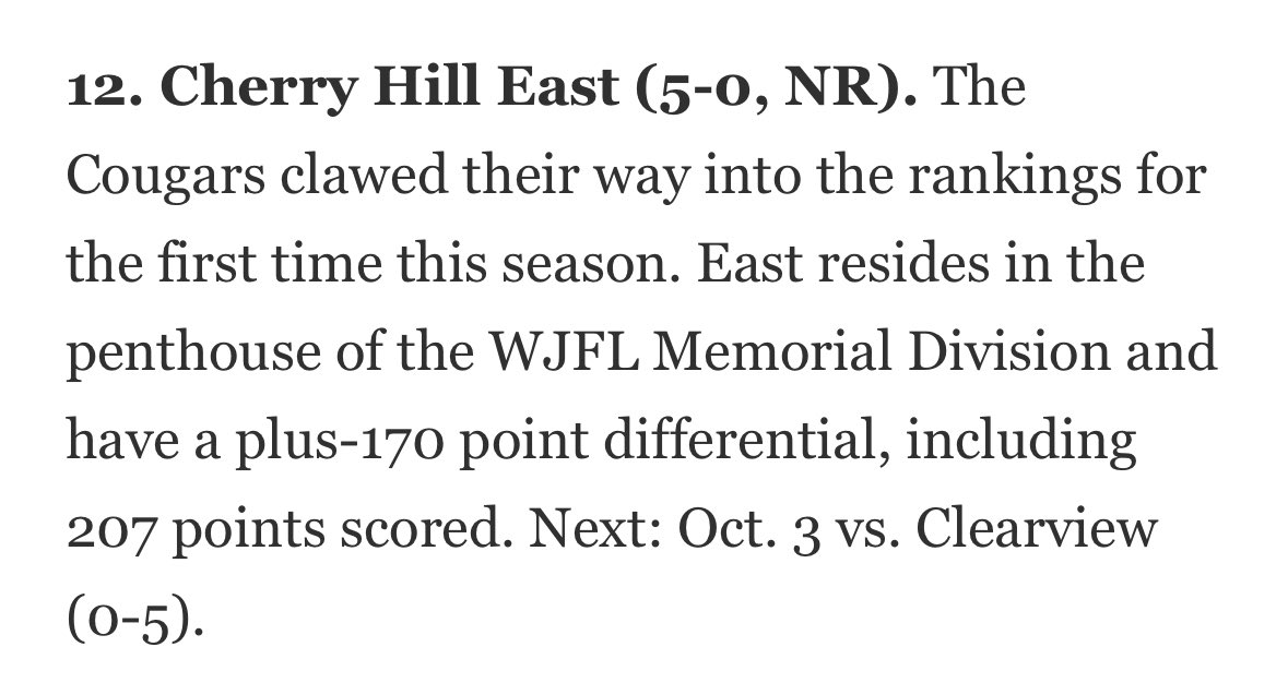 Cherry Hill East Football (@che_fball) on Twitter photo More work to be done heading into the 2nd half of the season ‼️🔴⚪️⚫️
#TheNewStandard #FACTS More work to be done heading into the 2nd half of the season ‼️🔴⚪️⚫️
#TheNewStandard #FACTS