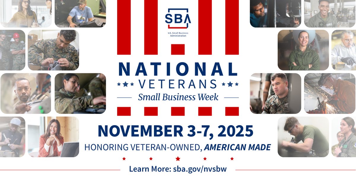 VBOCatMSU's tweet image. SAVE THE DATE 📆:

#NationalVeteransSmallBusinessWeek2025 (NVSBW) begins NOV 3! Events focused on strengthening #VetBiz &amp;amp; #milspouse communities will take place all week long!

Visit bit.ly/3qVz9M1 for more information.

#NVSBW25 #VetCert #veterans #SBA #VBOC #VBOCatMSU