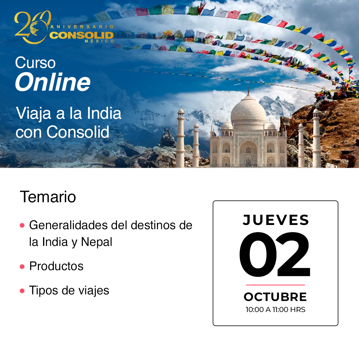 ❗️Conviértete en un experto en viajes ❗️
Esta semana aprende más acerca de dos maravillosos destinos: India y Nepal
😎 Regístrate HOY y no te lo pierdas 👉🏻🔗 is.gd/zDxrte
#Consolid20Años #ConsolidCursos #DesarrolloProfesional #CapacitaciónProfesional