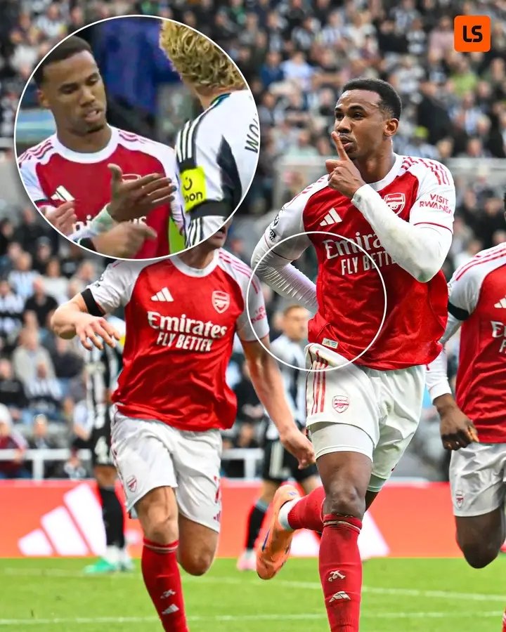 owori587's tweet photo. After Nick Woltemade refused the handshake earlier in the game, Gabriel hit back with a brand new celebration 😅❌ the coldest defender in the world @biel_m04 https://t.co/2n2xwpP9US