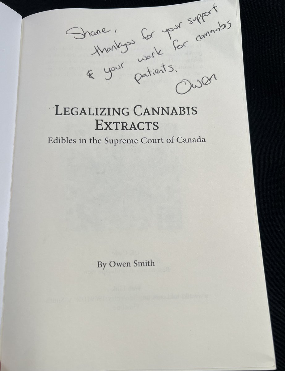 Enjoyed the great book by Owen Smith who is a legend in the Canadian #cannabis world (&amp; likely the global cannabis sector). A true patient warrior. 

The book is educational, insightful well put together. It is not every day you feel you are holding a piece of history. Recommend