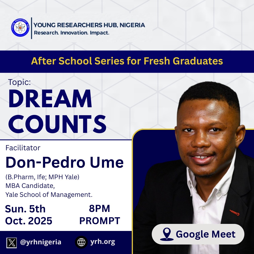 𝑶𝒖𝒓 “𝑳𝒊𝒇𝒆 𝑨𝒇𝒕𝒆𝒓 𝑺𝒄𝒉𝒐𝒐𝒍” 𝑺𝒆𝒓𝒊𝒆𝒔 𝒊𝒔 𝑩𝒂𝒄𝒌!

This Sunday, we are excited to host Don-Pedro Ume, an MBA candidate at Yale School of Management, who will be sharing his journey to inspire the next generation of young professionals.
forms.gle/E9XBKgJJZVre9E…