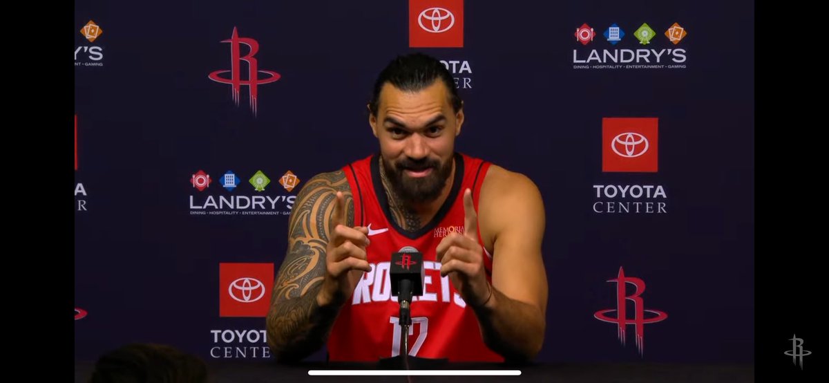 JP_Mirabueno's tweet image. Steven Adams is absolutely GLOWING talking about him and KD’s dishing excursion 😂