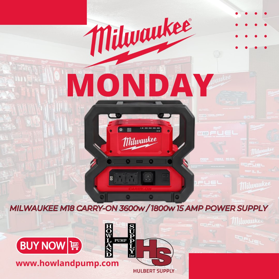 IncHowland's tweet image. Whether you’re running a jobsite or charging up in the woods, this beast brings the power without the noise, fumes, or pull cord drama. Just plug in and get to work.

Available now at Howland Pump &amp;amp; Hulbert Supply

#MilwaukeeMonday #M18FUEL #howlandpump #hulbertsupply