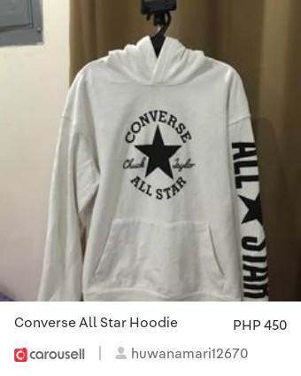 Check out 'Converse All Star Hoodie', available at PHP 450 on #Carousell: carousell.app.link/G5NDX84U3Wb