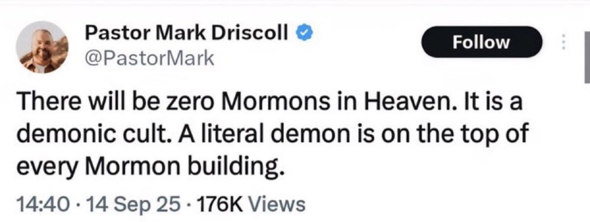JulesRulesK's tweet photo. @bennyjohnson The shooter didn’t think “Mormons” were Christian enough and went into the church and asked people if they believed in Joseph Smith or Jesus before shooting them. Wonder where he got that idea from? Maybe from being dehumanized by a so called Christian pastor. https://t.co/ZyxwmJBbsQ