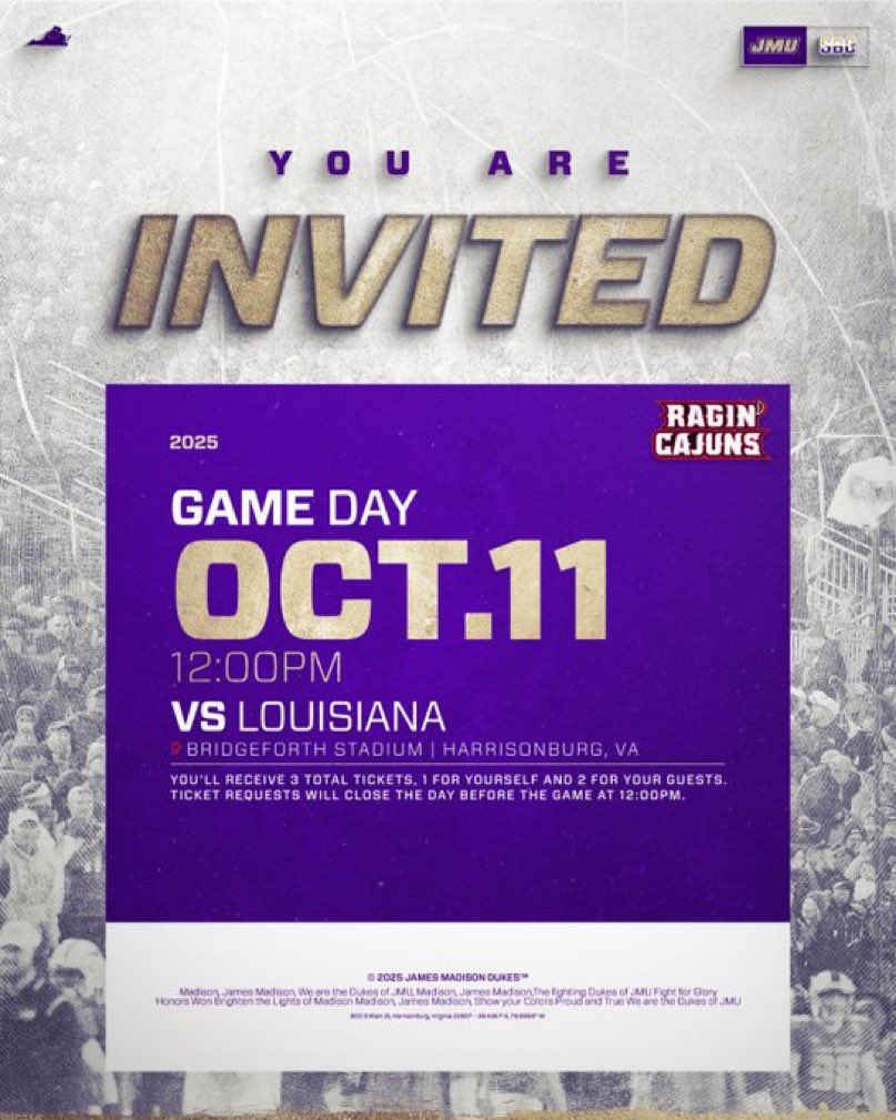 Thank you <a href="/JMUFBRecruiting/">JMU Football Recruiting</a> for the game day invite!! <a href="/ApplebaumNathan/">Nathan Applebaum</a> <a href="/TreyLane_/">Trey Lane</a>