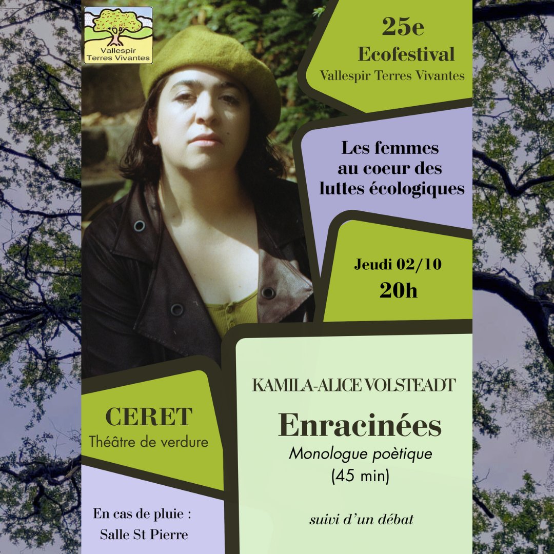 infini_fini's tweet photo. 🌱✨ Enracinées ✨🌱

📅 Jeudi 02 octobre à 20h
📍 Théâtre de verdure, Céret (66)
🎉 En ouverture de la 25e édition de l’Ecofestival Vallespir Terres Vivantes https://t.co/yRFEGQFXhU