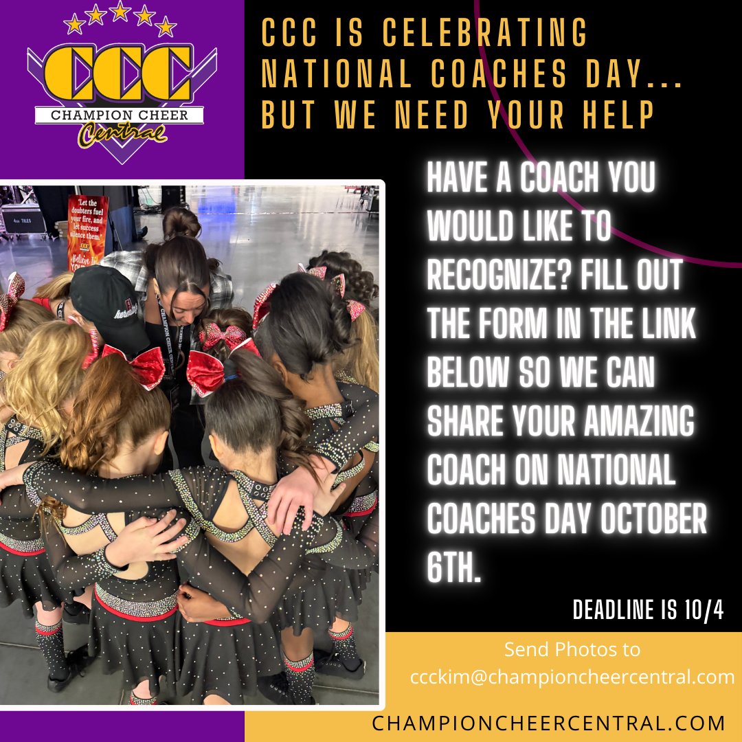 Help CCC Celebrate National Coach's Day! Nominate a coach today. docs.google.com/forms/d/e/1FAI…