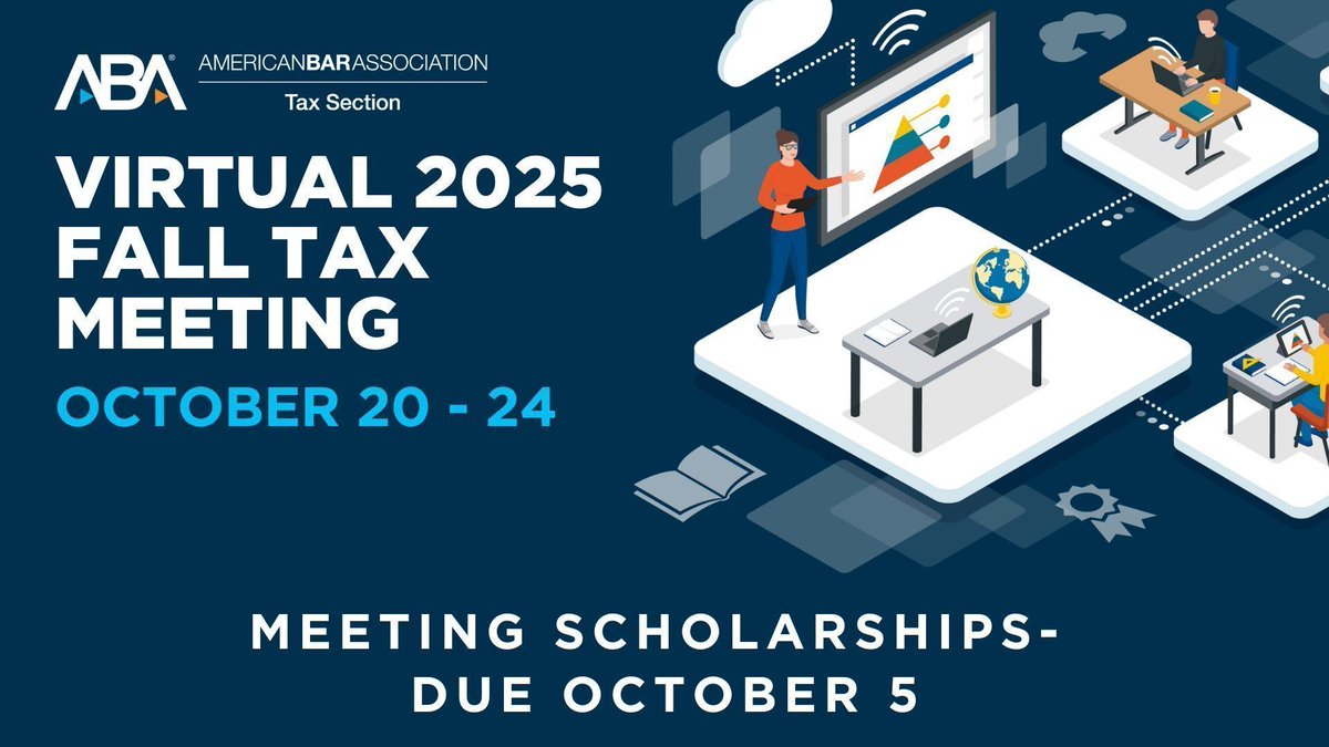 🖊️Applications for the 2025 Virtual Fall Tax Meeting scholarships are open! The Section will award ten (10) scholarships to Section members, waiving the cost of registration. 

The deadline is Sunday, October 5, at 11:59 pm ET.

Apply today: lnkd.in/eKn_-wSJ 

#25taxfall