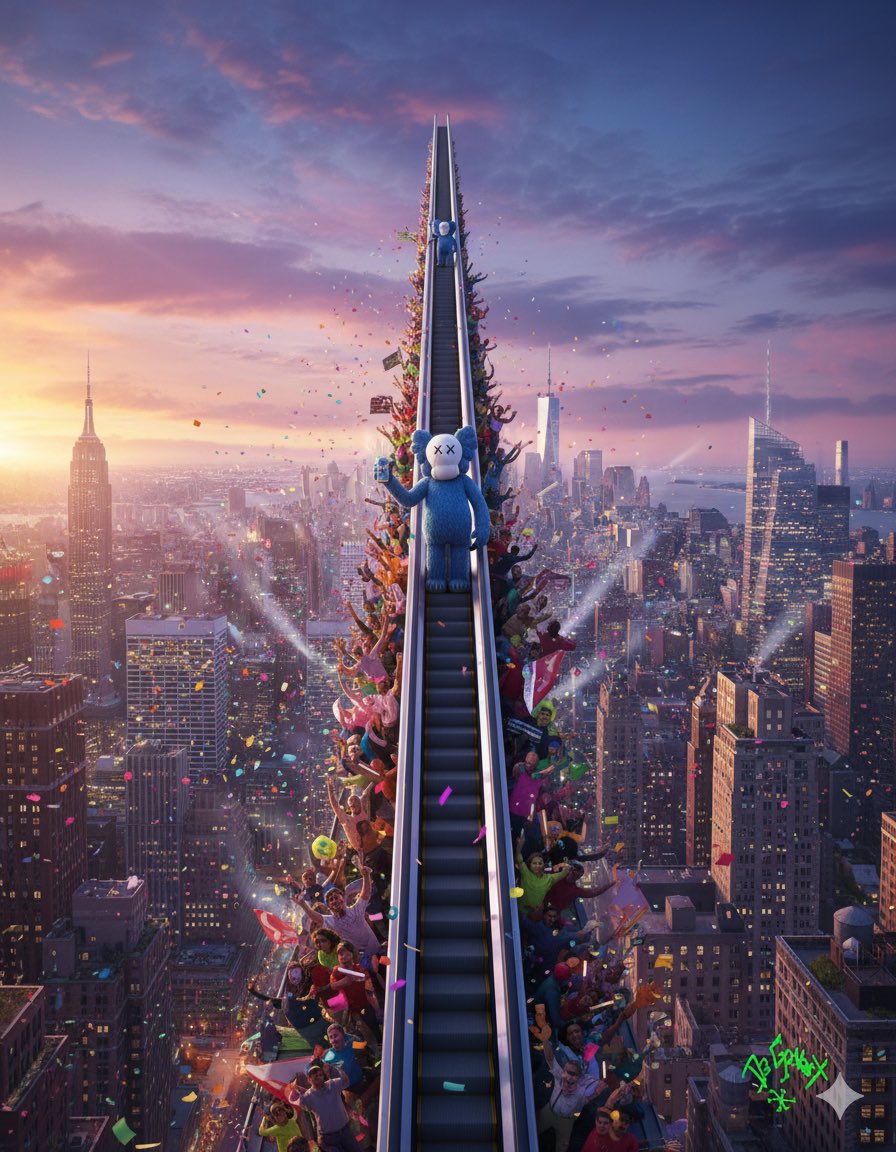 HOLD ONTO YOUR HATS, FOLKS! WE'RE TAKING THIS ESCALATOR ALL THE WAY TO THE TOP! HIGHER THAN ANYONE HAS EVER GONE BEFORE! THEY SAID IT COULDN'T BE DONE, BUT WE'RE DOING IT, WINNING THE ART CROWN IN 20 CARAT GOLD!