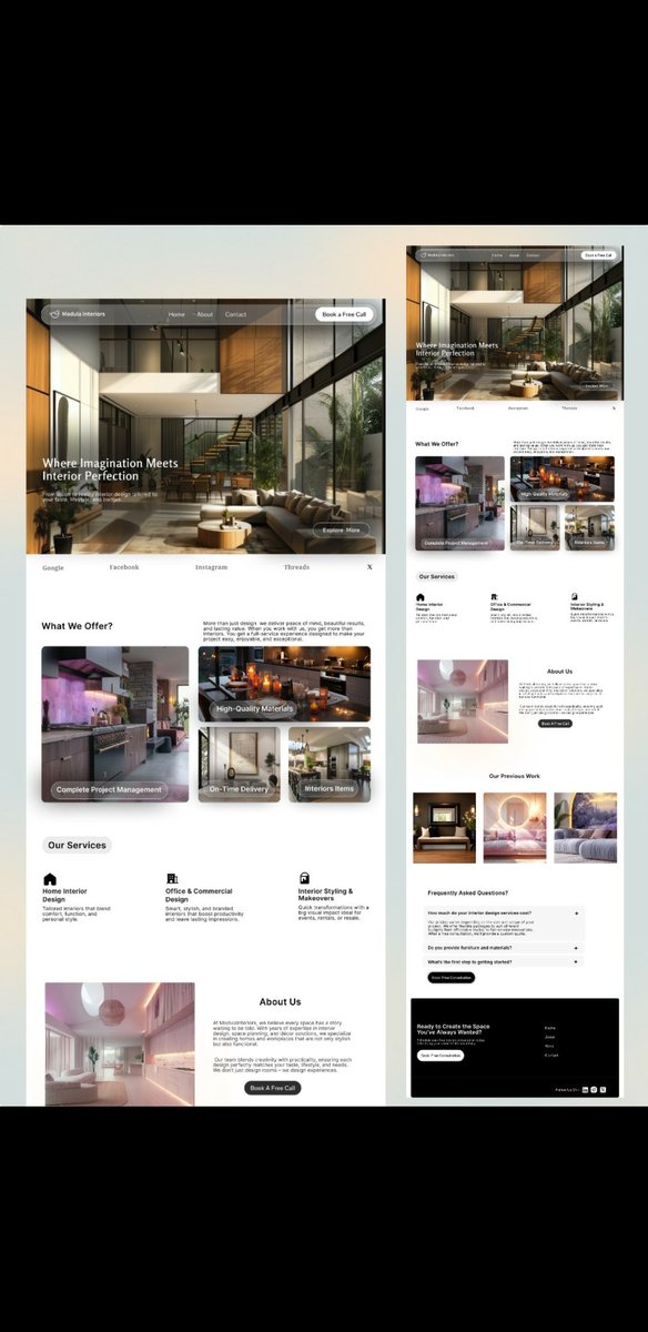 danseoflow's tweet photo. A responsive landing page I designed for a modern interior design studio.
Designed this for $1500
What do you think?
#landingpage #framer #WebsiteThatConverts #UIUX #InteriorDesignstudio #InteriorDesign https://t.co/4DY67ND2gR