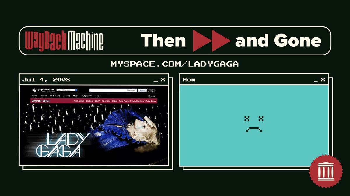internetarchive's tweet image. 🎼 MySpace was the internet’s hub for music, culture, & eye-frying HTML. 🕶️ Even before The Fame hit the charts, Lady Gaga was buzzing on MySpace.
Go gaga on the #WaybackMachine ⤵️ web.archive.org/web/2025000000…
#LadyGaga #MySpace #Wayback1T