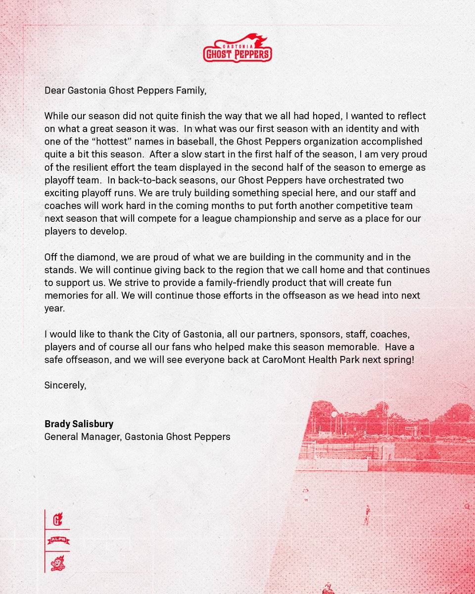 A message from our General Manager, Brady Salisbury ⚾