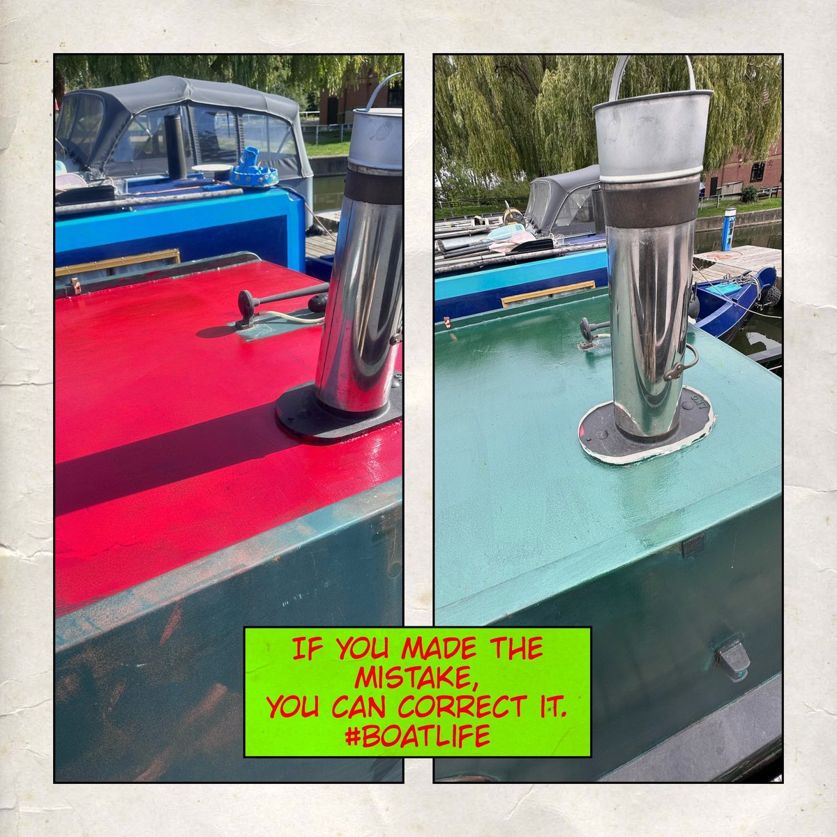 I brought some paint. 
Turns out it I wasn’t the colour I had hoped for so I went back to the original. 
#blokeonaboat
#boatsthattweet
#boatlife