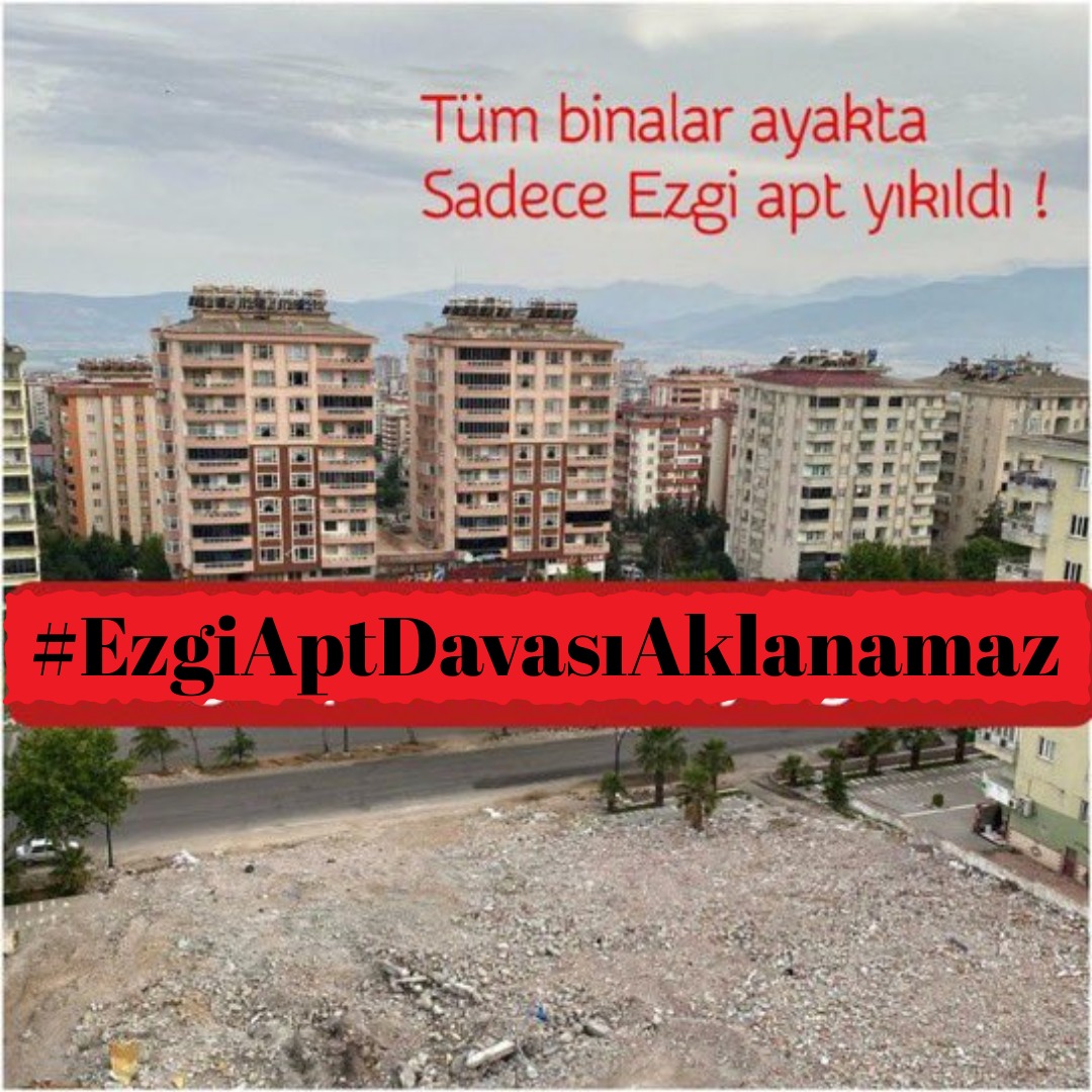 Deprem öldürmez, para uğruna çalan hırsızlar, onlara göz yuman rant düşkünü katiller öldürür.
Sorumlular ceza alana kadar adalet diye haykıracağız.

#EzgiAptDavasıAklanamaz