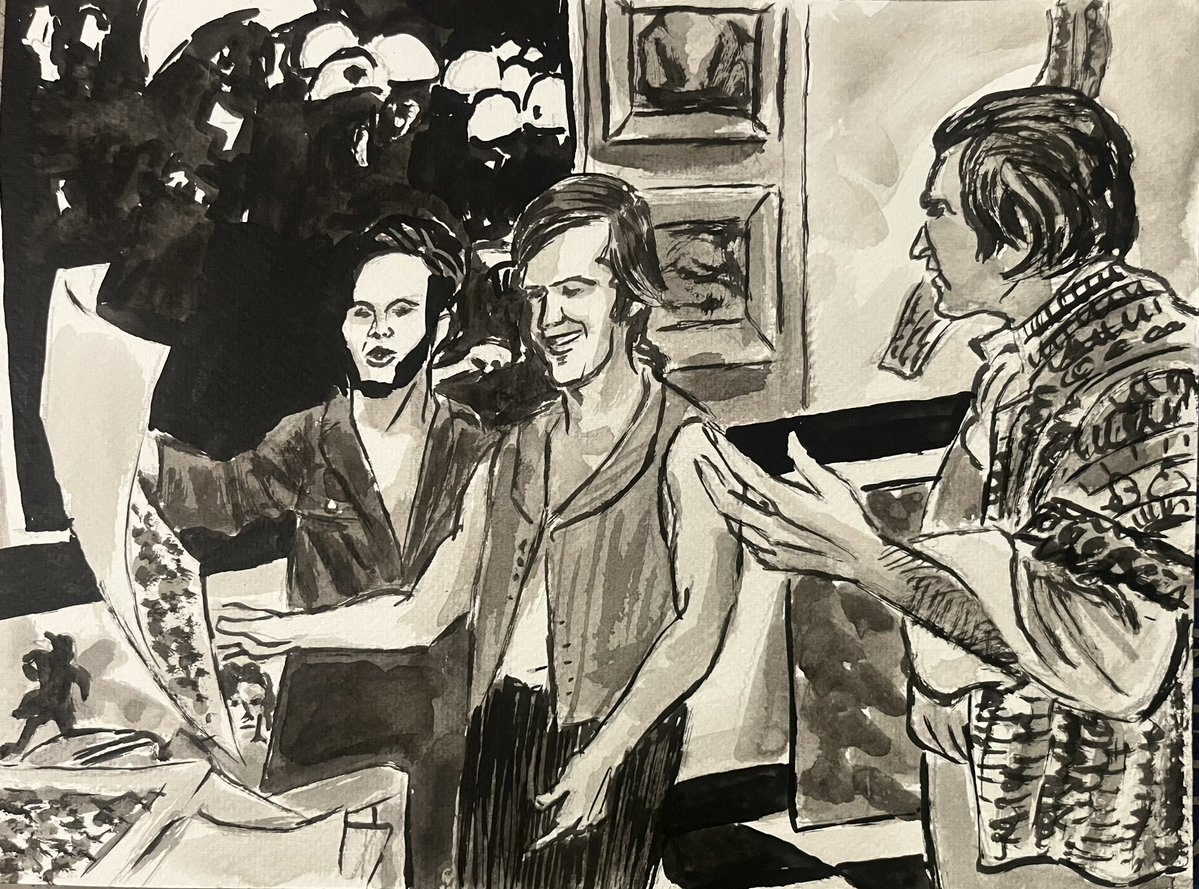 PeterLandau's tweet image. Henry Jaglom (left in “Psych-Out” with Jack Nicholson and Adam Rourke), Indie Director Who Mined the Personal #obitpix #henryjaglom #independentfilmmaker #artofinstagram #brushdrawing #illustration #portraitdrawing